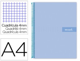 Cuaderno espiral Liderpapel Crafty A4 tapa extradura 80h 90g c/4mm. color celeste
